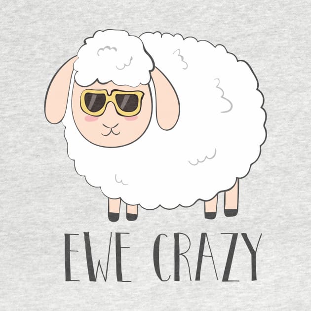 Ewe Crazy Cool Cute Funny Sheep Wearing Sunglasses Design by Dreamy Panda Designs